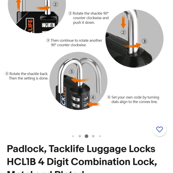 BNIB Padlock Tacklife Luggage Locks HCL1B 4 Digit Combination Lock - Picture 6 of 7